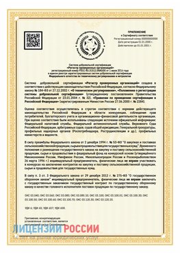 Приложение к сертификату для ИП Мичуринск Сертификат СТО 03.080.02033720.1-2020